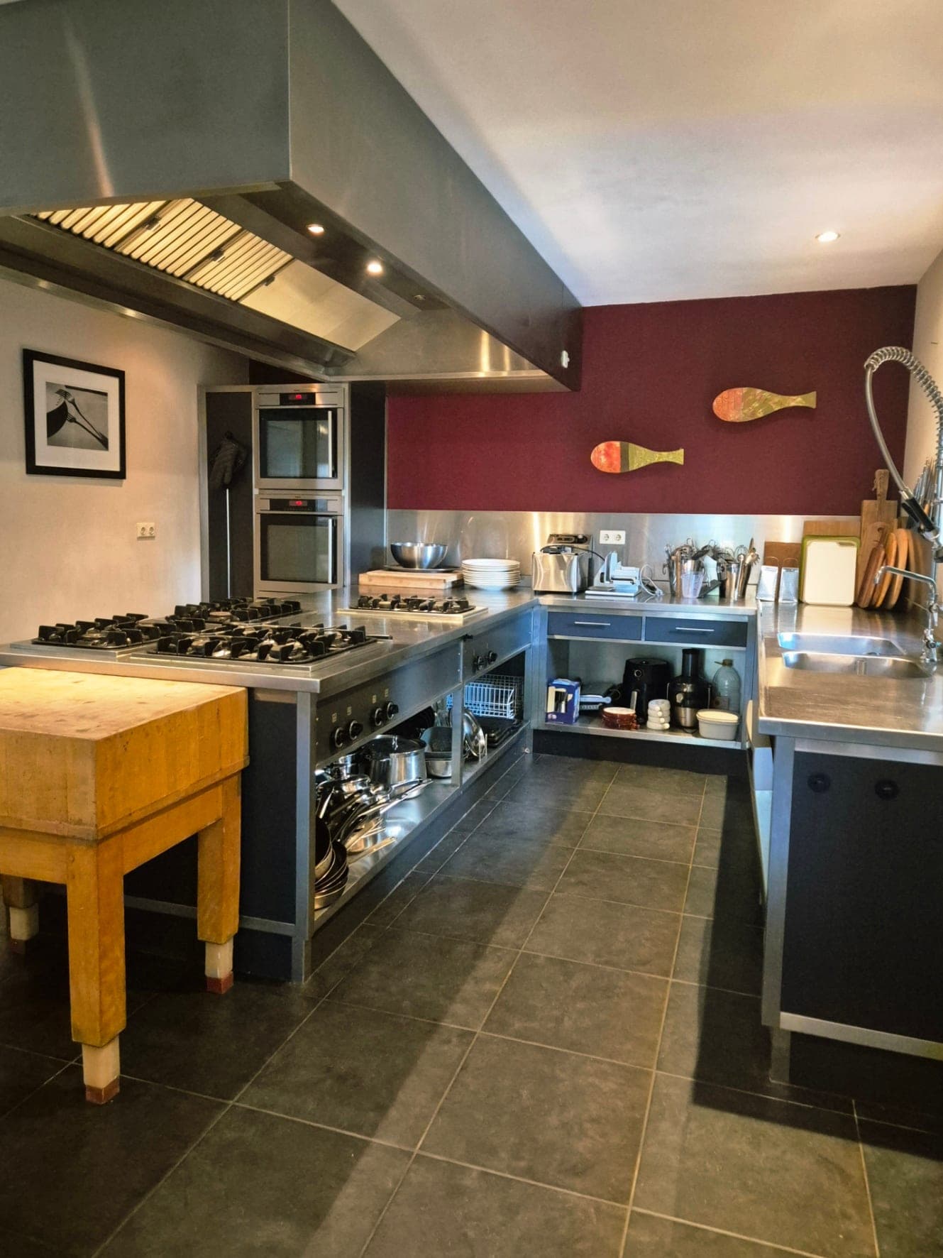 De professionele keuken met fornuis en werkblad